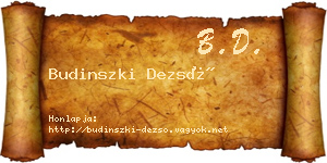Budinszki Dezső névjegykártya
